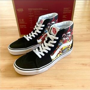 Vans Sk8-Hi Santa Flame Black Skate Shoes Women 8.5 US Mens 7.0 US